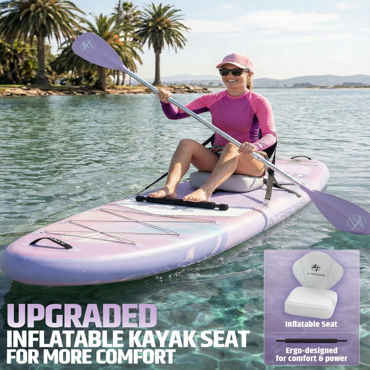 [Summervibes]12'×36" Inflatable Stand Up Paddle Board, 500LBS Extra Wide Capacity, Premium SUP with Kayak Seat for Advanced Paddlers, Fishing, Yoga & Kayaking, Non-Slip Stable Deck, Complete Accessories Kit with Backpack