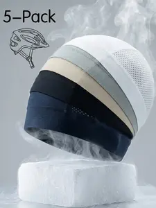 5-Pack Helmet Liner, Cooling Cycling Skull Cap for Motorcycle & Bike, Breathable Under-Helmet Hat, Sweat Wicking Running Beanie, Moisture Wicking Hard Hat Liner for Construction, Quick Dry Athletic Headwear, Summer Outdoor Sports Essentials
