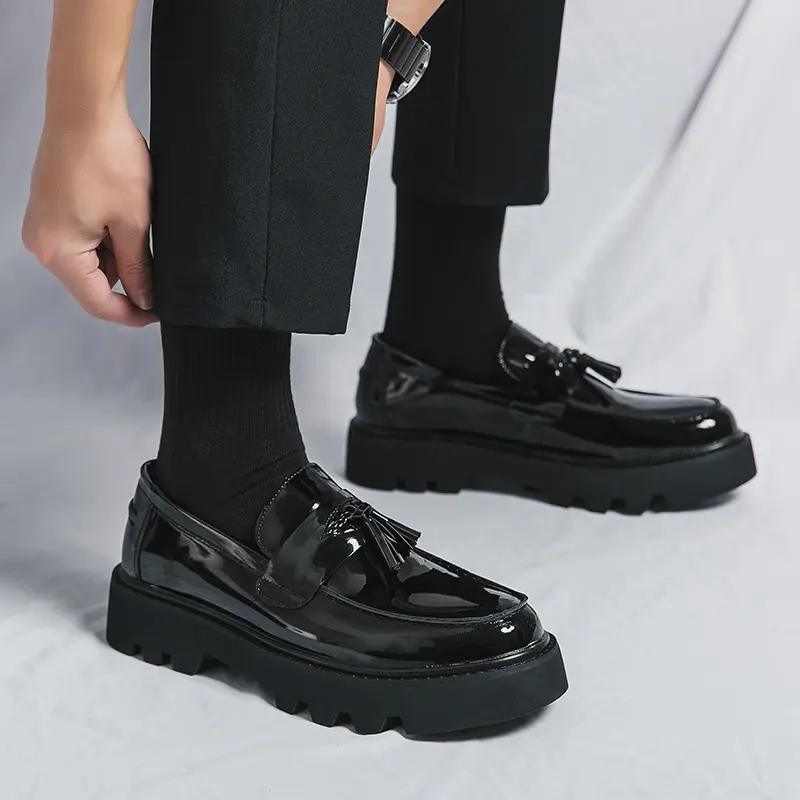 Men's Tassel Loafers - Elegant PU Leather Waterproof Ankle Slip-On Dress Shoes, Round Toe Footwear for Business & Casual Wear | Men's Shoes Essentials