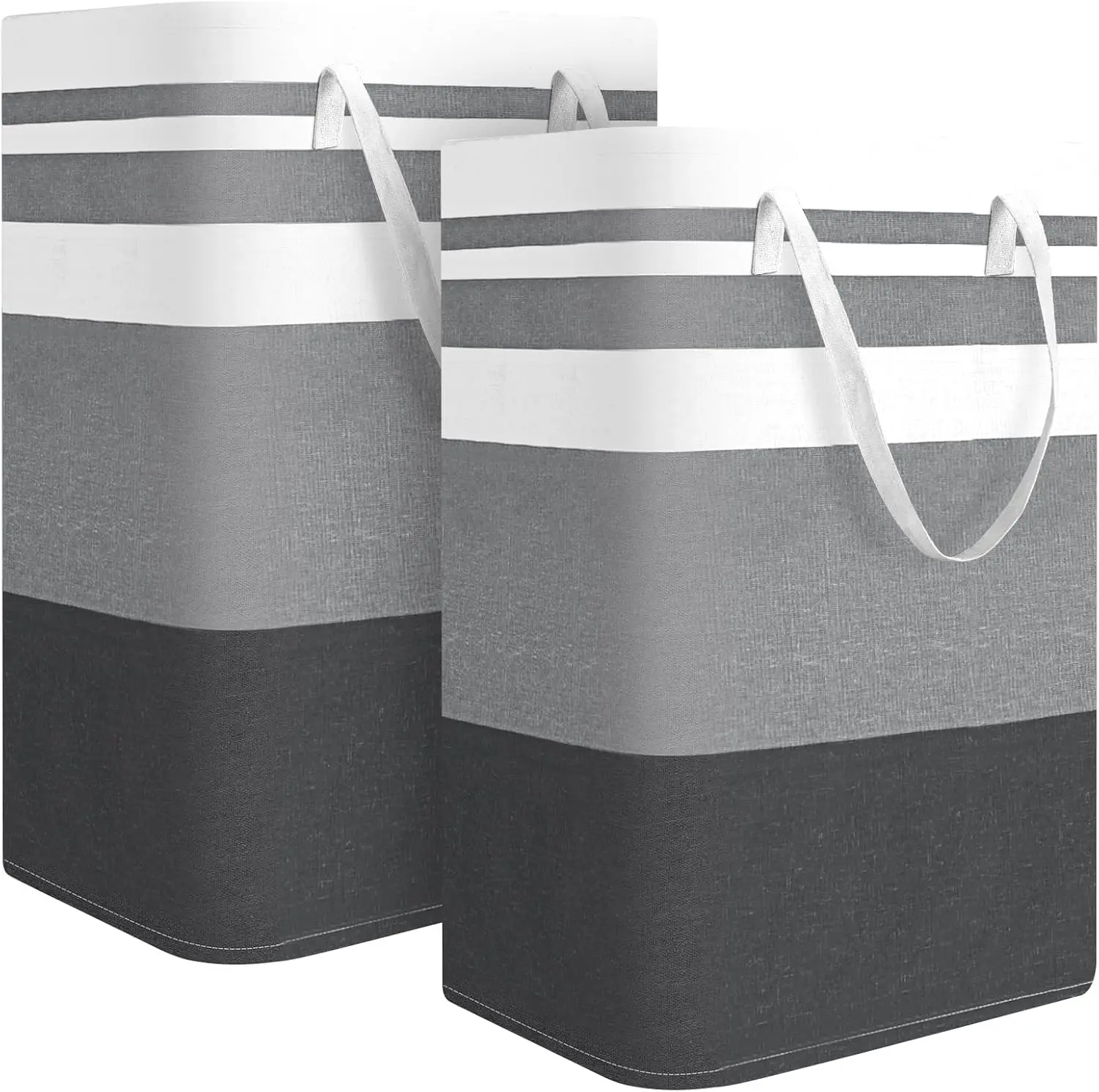 2 Pack Large Laundry Baskets, Waterproof, Freestanding Laundry Hampers, Collapsible Clothes Hamper with Reinforced Handles in Laundry Room, College Dorm, Bathroom, Bedroom