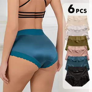 Women's Seamless Mid-Waist Underwear InvisibleComfort Breathable Underpants for Ladies 6Pcs SoftElastic Mid-Waist Waistband Basic Cotton Panties new years underwear for good luck