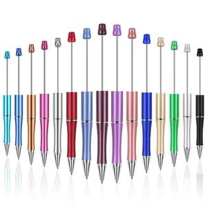 15 PCS Beadable Pens, Beadable Pens Bulk Colored Plastic, Ink Beaded Pens Creative Diy Pen, Bend Pens for Make Gifts