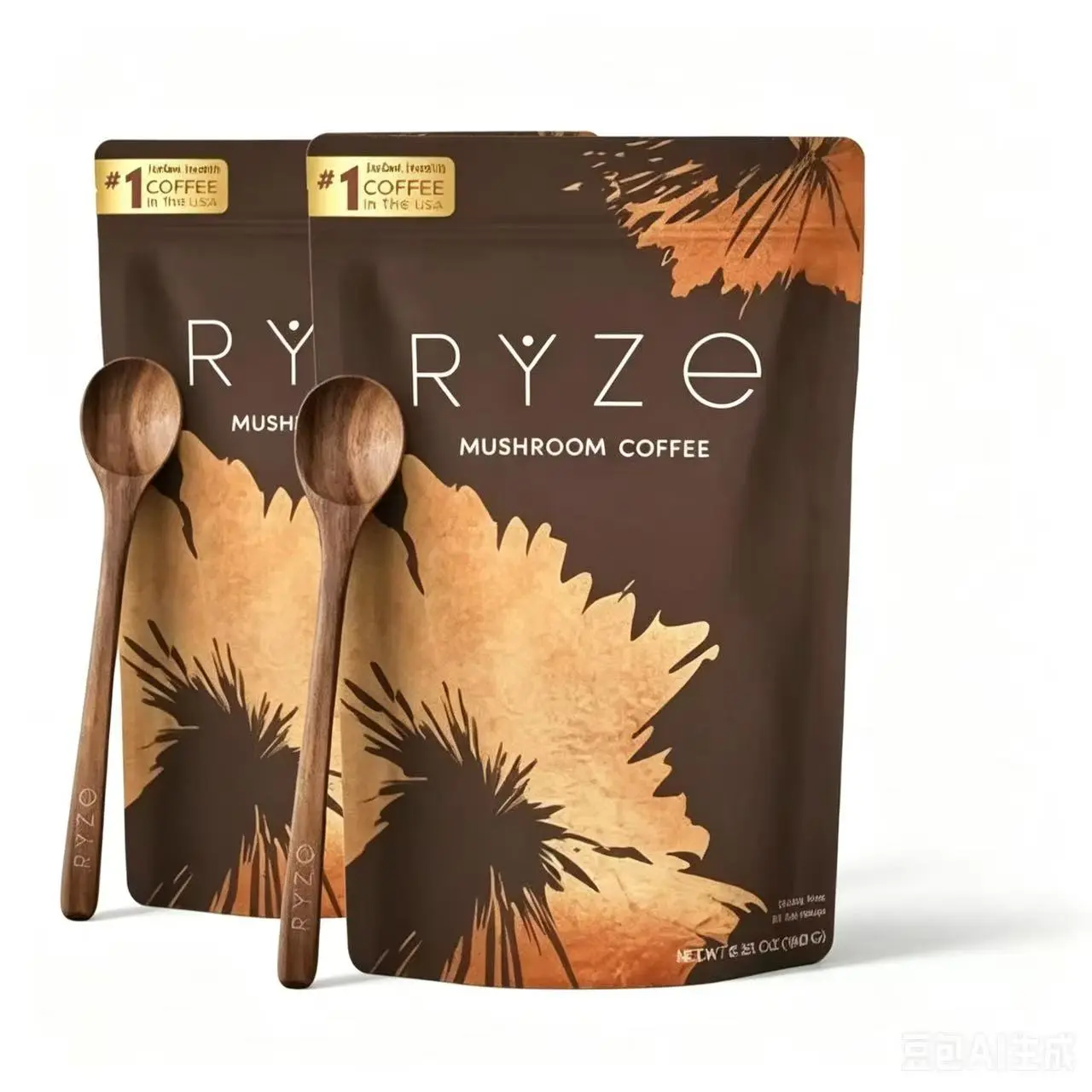 2 Piece RYZE Mushroom Coffee USDA Organic with 6 Adaptogenic Mushrooms and MCT Oil LU USA Grown Instant Coffee for Better Energy, Focus, Digestion, Immunity with Turkey Tail, Shitake, Lion's Mane, 30 Servings Vitamin