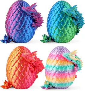 8" 3D Printed Dragon Eggs, Easter Basket Stuffers for Kids and Teens, Unique Easter Toys & Decor for Children, Mysterious Dragon Toys Gifts for Boys & Girls (4 Pack) Mini Pocket Animals