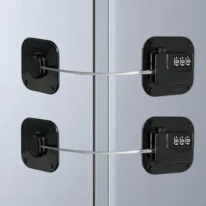 2 Pack Heavy Duty Combination Fridge Lock - / Proofing Lock for Cabinets, Closets, Drawers, Window and More, Easy Install and Use (Black)