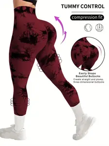 Women's Tie-Dye High-Waisted Sports Tight Pants, Breathable Slim Fit Training Bottoms, Seamless Design for Outdoor Wear