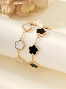 Flower Design Link Bracelet (2counts), Summer Outfits 2026 Plain Color Bracelet for Women, Party, Daily Clothing Decor, Jewelry for Birthday Gift, Party Ready Bracelets
