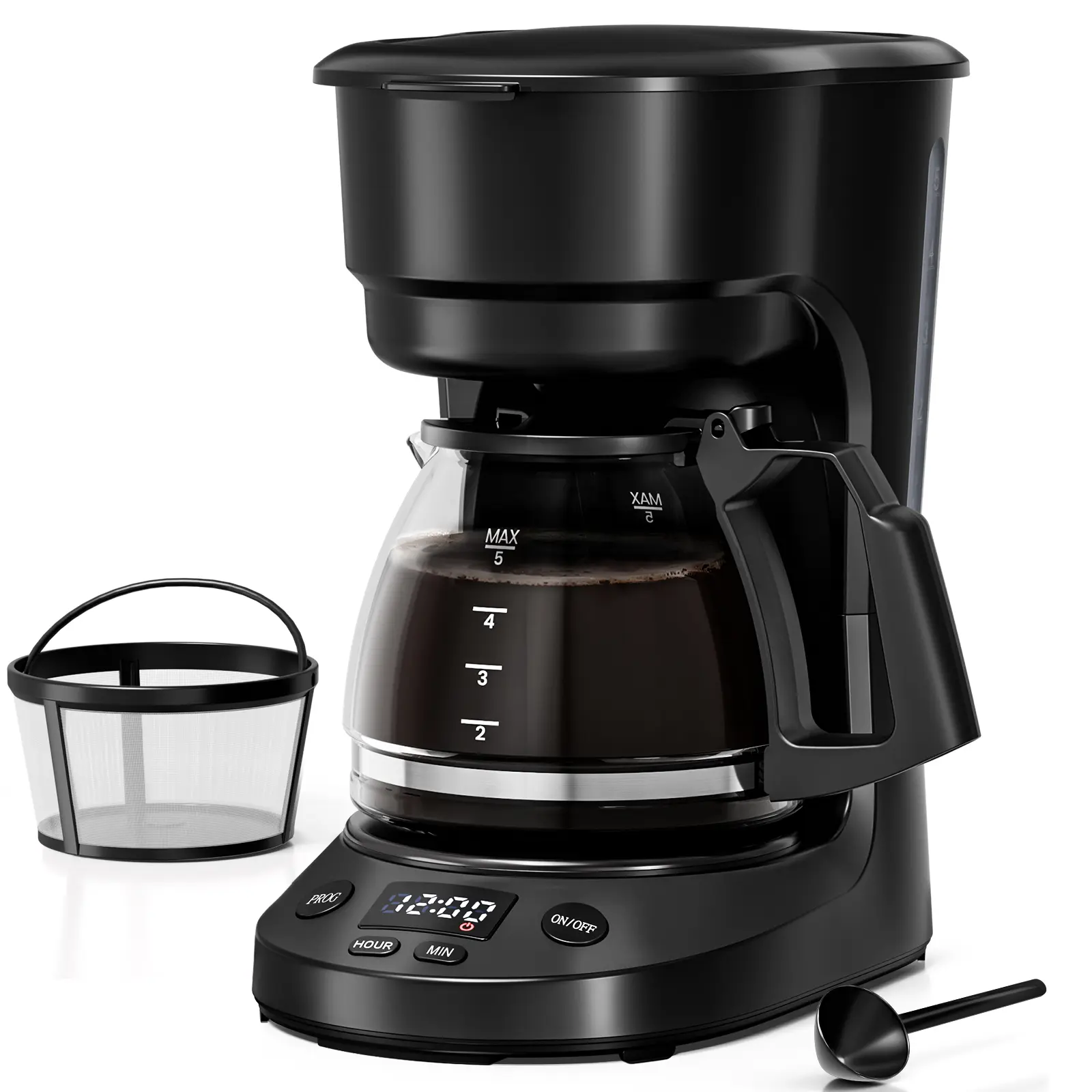 Capresso 5-Cup Mini Drip Coffee Maker – Coffee Making Tool, Black, with Reusable Filter, Auto Pause & Serve Function, Glass Carafe, Convenient User-Friendly Kitchen Appliance