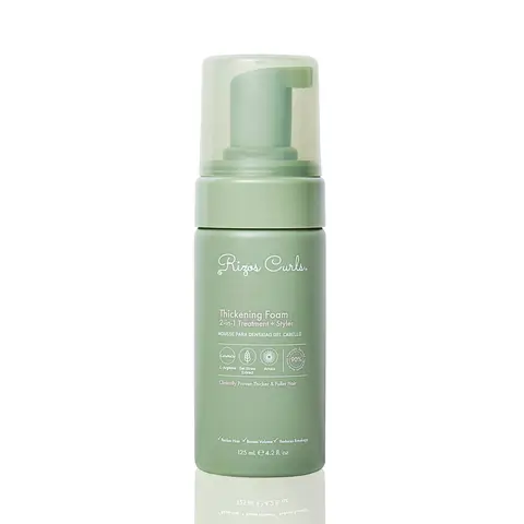 Rizos Curls Thickening Foam: 2-in-1 Treatment + Styler Made with L-Arginine, Oat Straw Extract, Arnica, Saw Palmetto