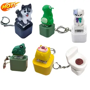 6PCS Lizard Button Keychain Lizard Keychain Sound Button Funny Rechargeable Animal Keychains Stress Reliever with Colored Lights Fun and Portable Anxiety Relief Toy