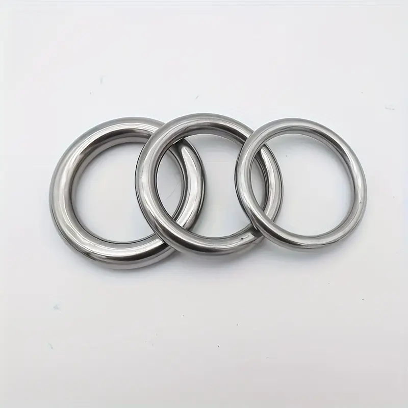 Stainless Steel Solid Circular Rings, 3pcs Seamless Welding Pet Ring, Decorative O-Shaped Ring, Durable & Stylish Accessory, Metal Rings