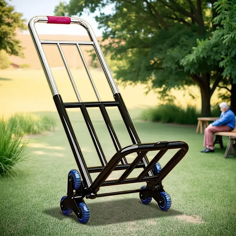 Foldable Stair-Climbing Handcart - Heavy Duty 240lbs Load Capacity Tool, Portable Luggage/Boxes Mover for Stairs, Moving, Shopping, Office Supplies Travel Accessory