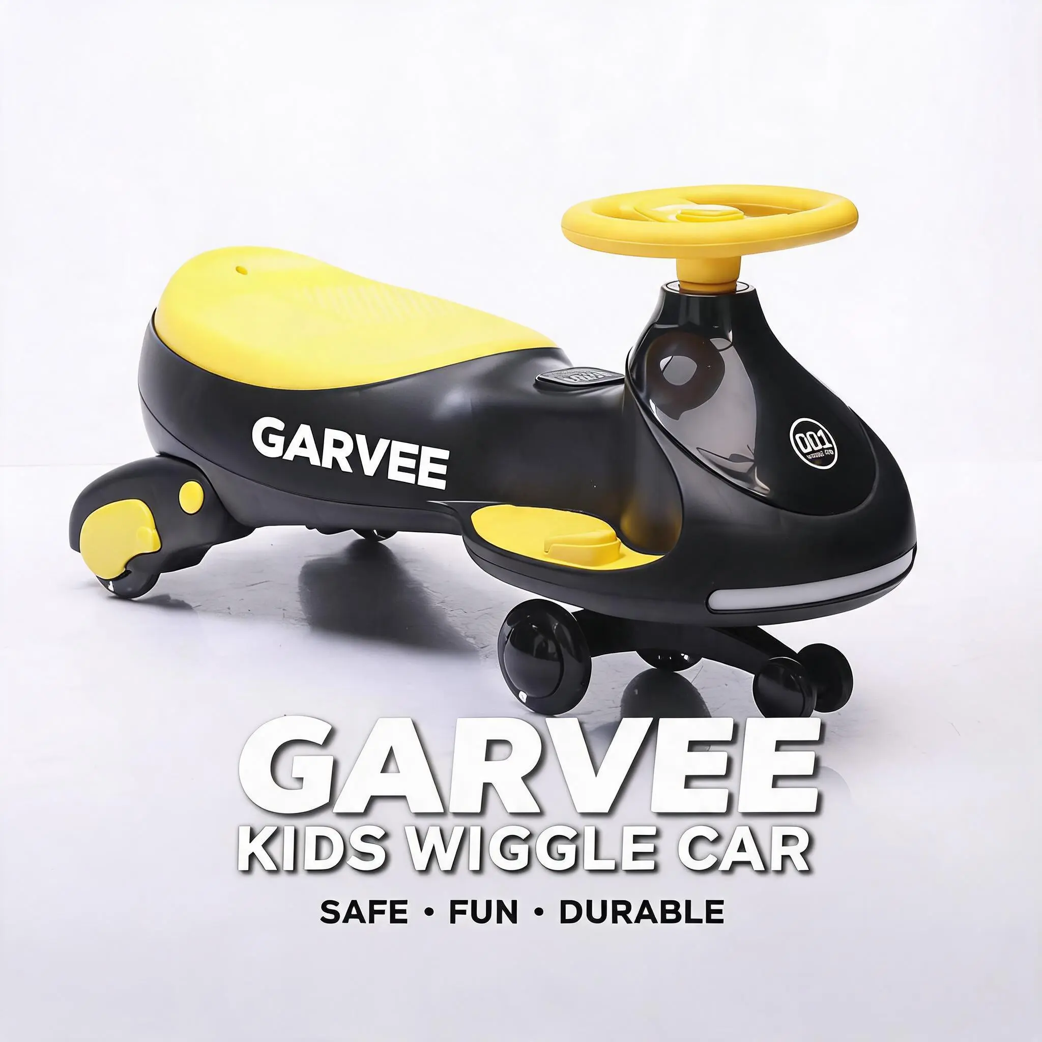 Garvee 12V Electric Wiggle Car for Kids, 2-in-1 Swing Ride-On with Pedal - 360° Steering, Anti-Rollover 3-Wheel Design - Flashing Wheels & Music, Rechargeable Battery, 130 lb Max