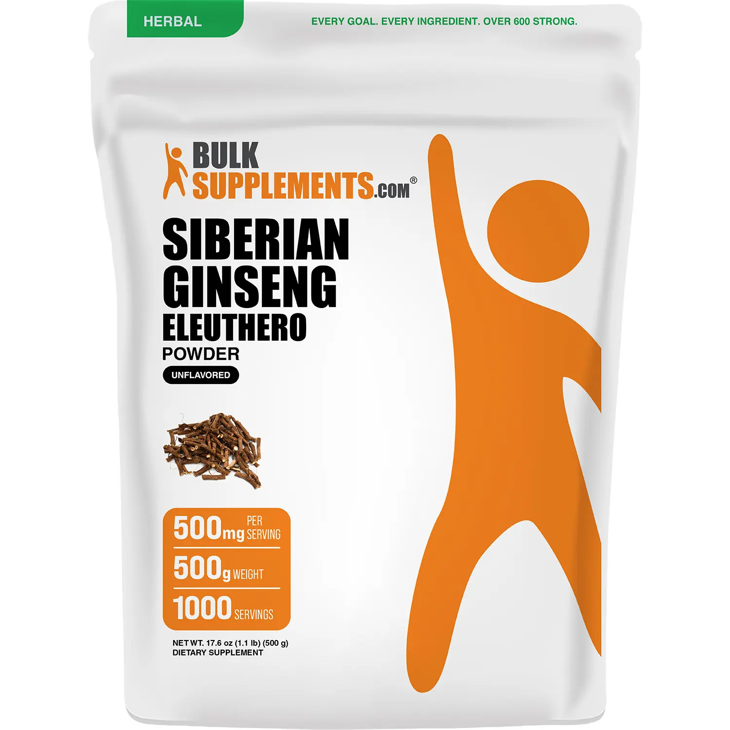 BulkSupplements Eleuthero Powder (Siberian Ginseng) - Natural Antioxidants - Edible - Eleuthero Root - 500g - 500mg per Serving