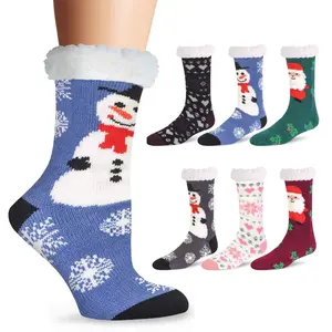 3-Pack Unisex Sherpa-Lined Thermal Crew Socks with Non-Skid Grip – Ultra-Soft Fleece, Heat-Retaining Winter Wear for Men & Women – Cozy Christmas Gift, Warm Cold-Weather Essentials