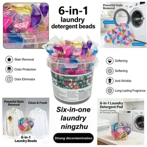 1 barrel/500g/6-in-1 laundry gel beads, laundry capsules, containing softener, long-lasting fragrance and deep cleaning function, suitable for family use or travel, Fragrance Detergent Beads