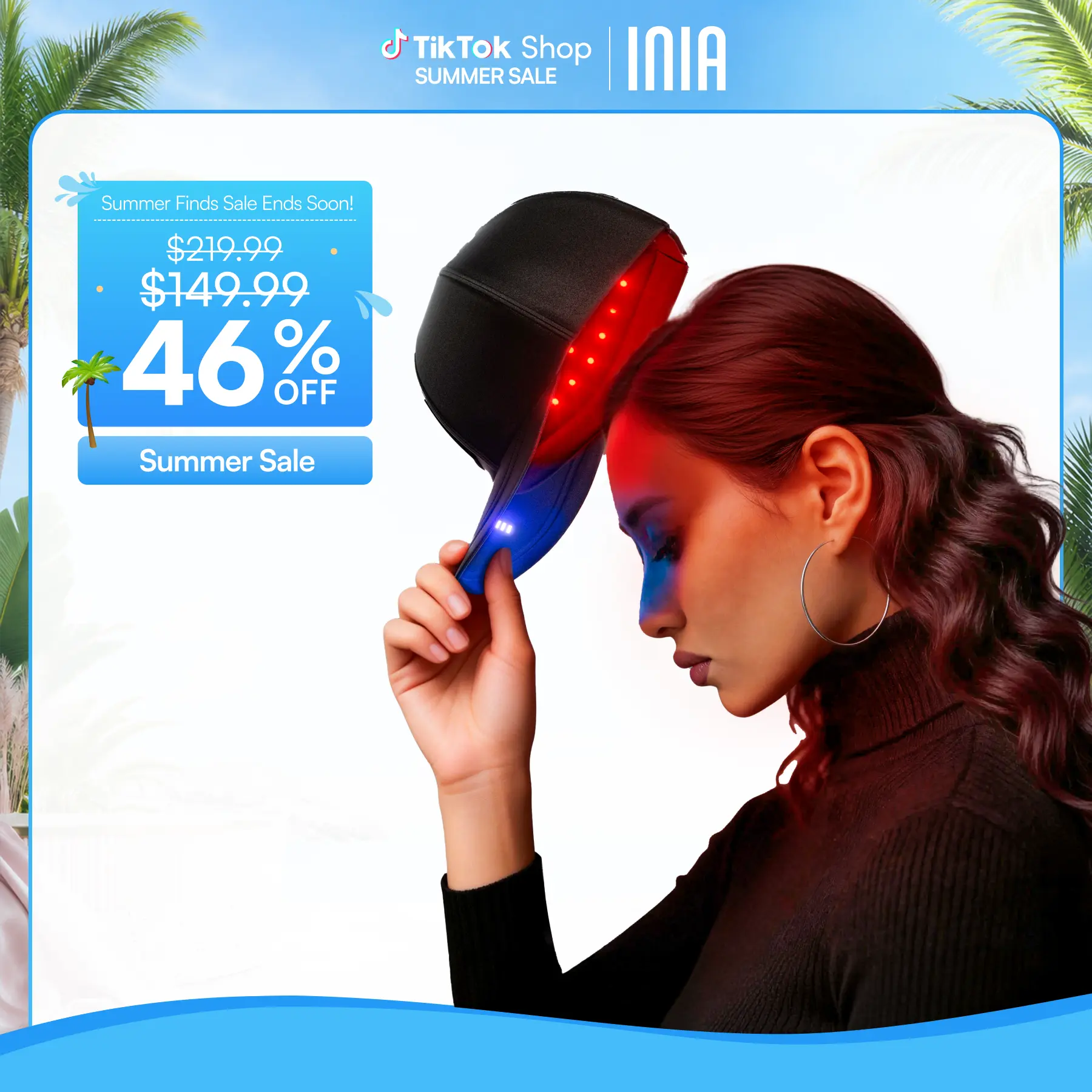 INIA REGEN Laser Hair Growth Cap, Help Reduce Shedding & Support Thicker Hair | 398 Lasers & LEDs Full-Scalp Red Light Therapy, Blue Light Scalp Care, Wireless & Portable,Summer Beauty Gift Ideas