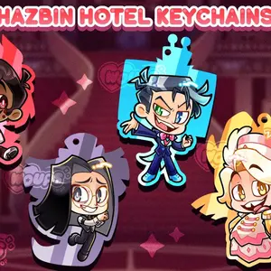 4 Styles Hazbin Hotel - Colored Translucent Keychains - Alastor Sir Pentious Abel Vox Bag Charms
