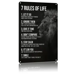 "7 Rules of Life" Poster Wall Art Decora Aluminum Metal Sign - 12X8Inch Plaque Gift
