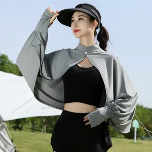 BIGWIG Women's UPF 50+ Sun Protection Shawl  — Stylish Summer Sunwear. A lightweight, long-sleeve  ideal for cycling, driving, and hiking, featuring a loose-fitting design that provides full arm coverage Solid Zip-Up Pocket Sports Jacket