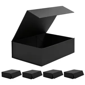 Elegant Black Foldable Magnetic Gift Box Design, Large Sturdy Flip Top Storage Packaging Box for Wedding Gift Boxes, Birthday Favor Boxes, Christmas Present Boxes, Party Treat Packaging