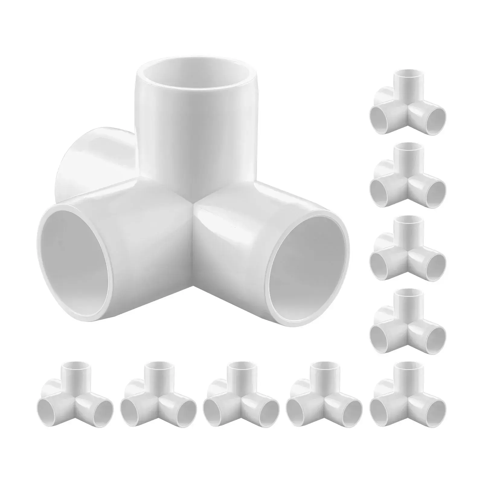 VEVOR 10-Pack Furniture Grade 4-Way PVC Pipe Joints, 1-in ID, 1.32-in Elbow Connectors, Impact-Resistant, Weather-Resistant, Chamfered Edges, Smooth Walls, Easy Installation for DIY Projects, 1-Inch Id