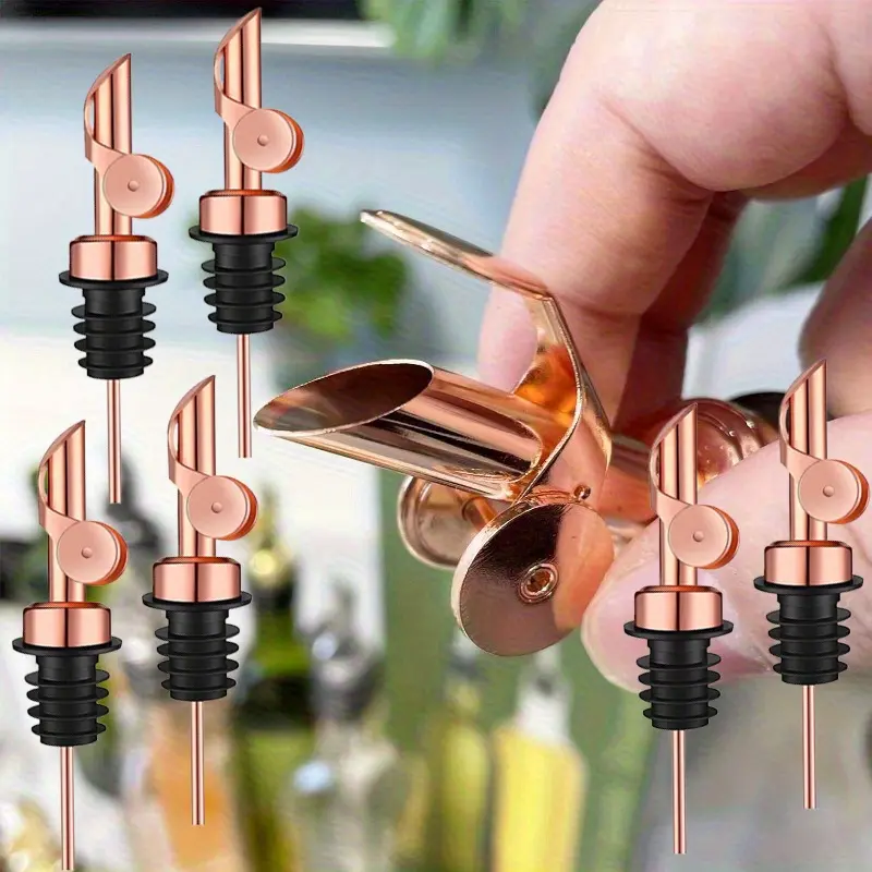 6PCS Stainless Steel Automatic Opening and Closing Spout, Olive Oil Dispenser Spout, Pour Spouts, Leak-proof, for Olive Oil, Vinegar, Wine and Other Liquid Bottles