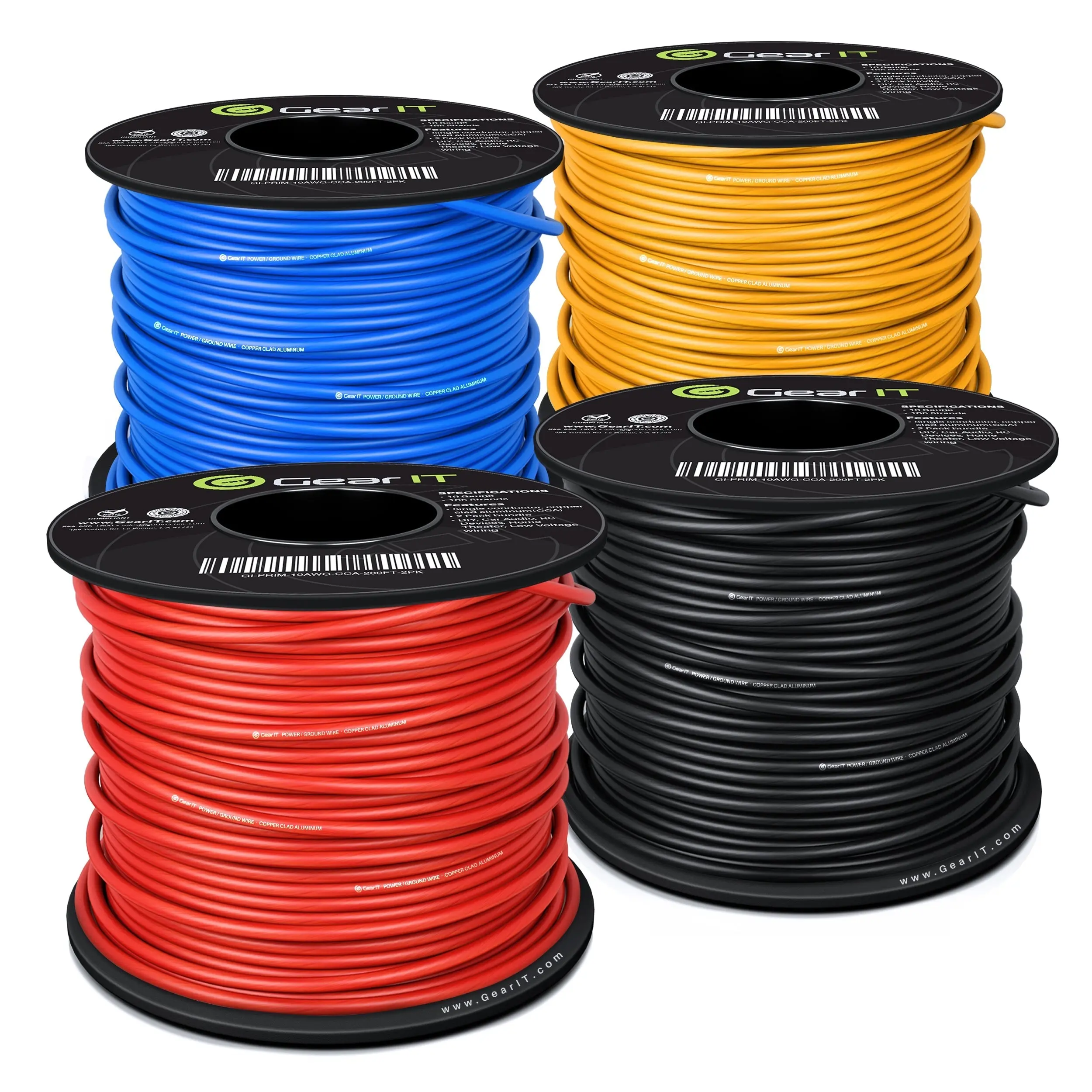 12 Gauge Power Ground Electrical Wire Copper Clad Aluminum Single Conductor 4 Primary Colors 12 Gauge Power Ground Electrical Wire Copper Clad Aluminum Single Conductor 4 Primary Colors