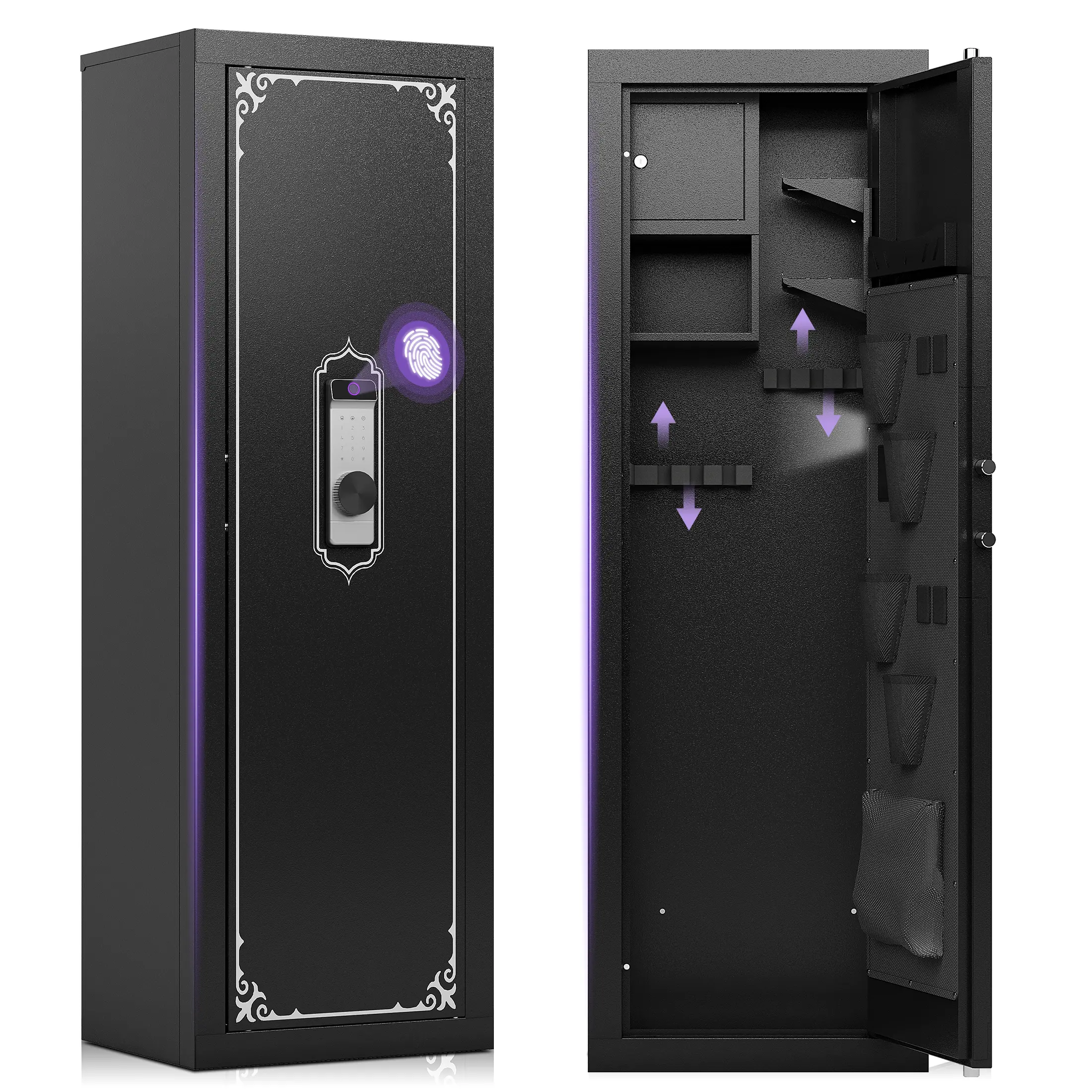 13-15 Gun Safe, Gun Safe for Rifles and Pistols, Biometric GunSafe, Fingerprint Gun Safes Large Rifle Safe, Gun Cabinet with Adjustable Shelves and Locking Built-in Cabinet