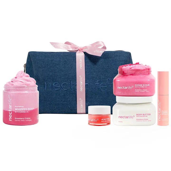 Strawberry Creme Denim Pouch
