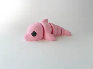 ZOU's Cute Pink Dolphin Fidget Toy - Medium High-Quality 3D-Printed Articulated Buddy with Tiki-Taka Noise for Indoor and Outdoor Play & Stress Relief