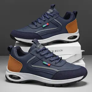 2026 Spring New Men's Leather-Top Sports Casual Shoes, British Fashion Running Shoes, Fashionable Anti-Slip Skateboarding Shoes, Soft Sole and Soft Top British Shoes