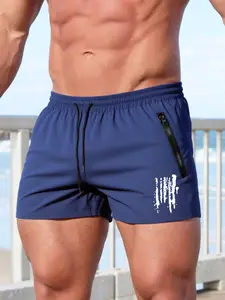 Men's Summer Zipper Pocket Gym Shorts Lightweight Workout Shorts with Breathable Quick-Dry Fabric, Fitted Design with Triangle Mesh Lining for Swimming and Fitness, Fitness Training Shorts