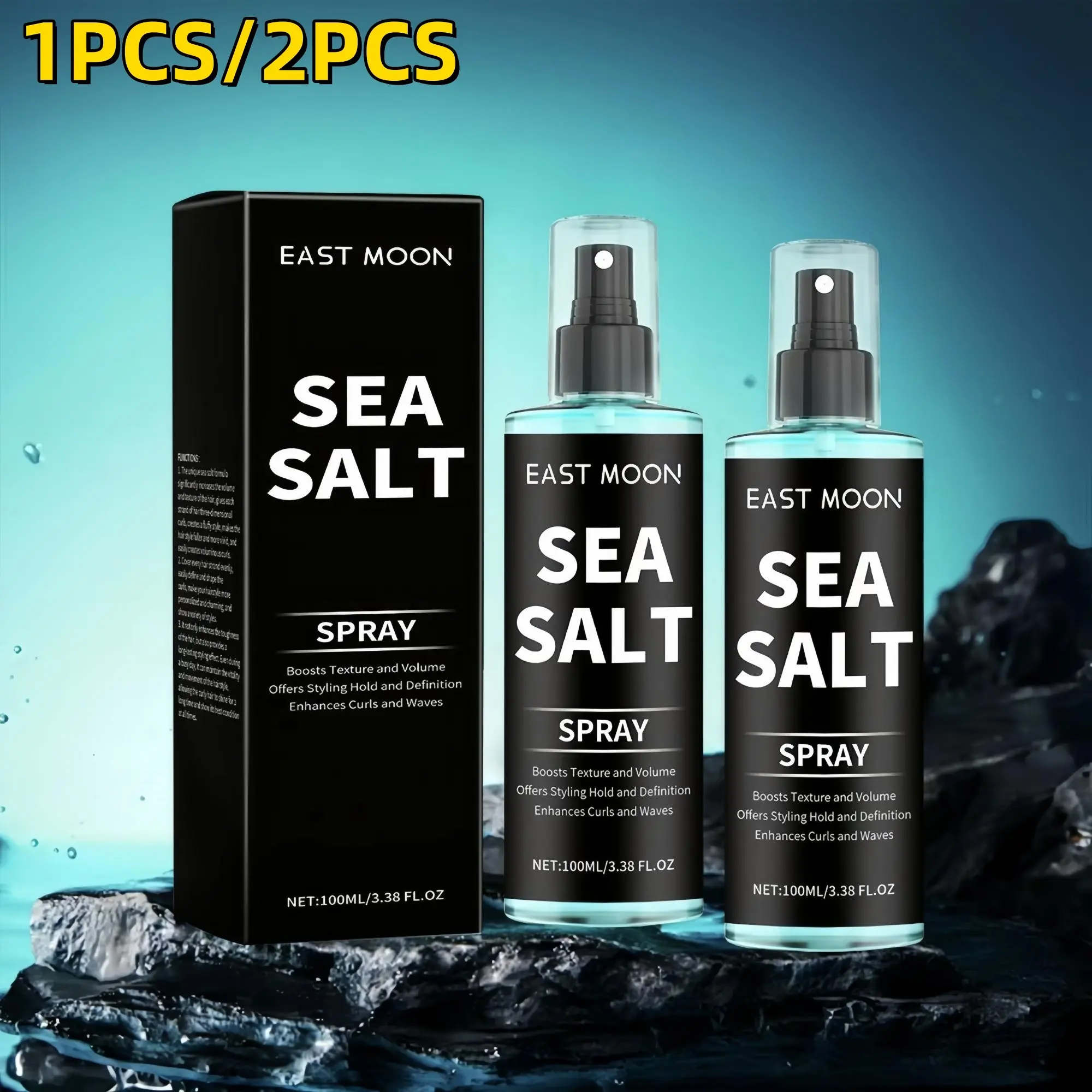 Sea Salt Curling Hair Spray, Long-Lasting Texturizing Curly Hair Styling Mist for Men, Defined Curls, Texture Spray for Hair, Curly Hair Products