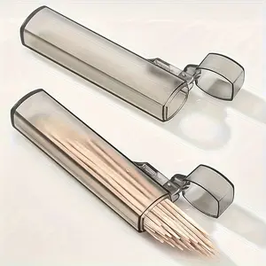[3pcs] Clear Mini Portable Toothpick Case - Compact, Easy-to-Use Holder for Outdoor Travel, Kitchen & Restaurant