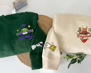 To Infinity Couple Woody Buzz Embroidery Sweatshirt, Pizza Embroidered Sweatshirt, 2024 Family Trip Customize Name Embroider Sweater Gifts, Valentine Embroidered Sweatshirt, Couple Friend Gift, Holiday Gift, Family Clothing