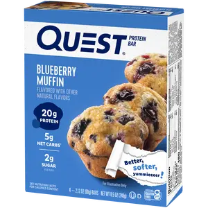 Quest Protein Bar, Blueberry Muffin, 21g Protein, Gluten Free, 4Pk