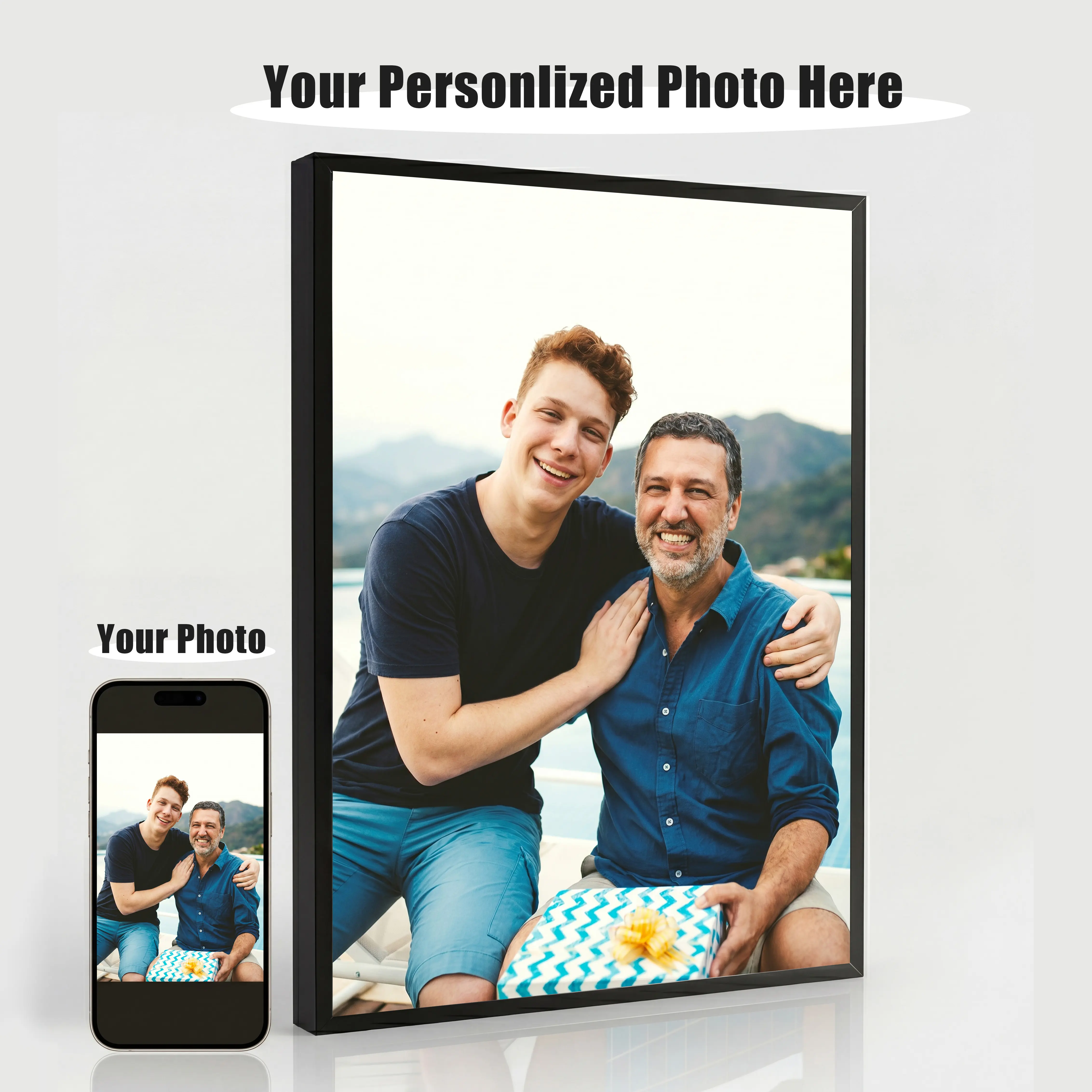 Canvas Print With Your Photo, Personalized Pictures Gifts, Home Decor, Personalized Father Photo Poster, Custom Father’s Day And Birthday Gift for Father