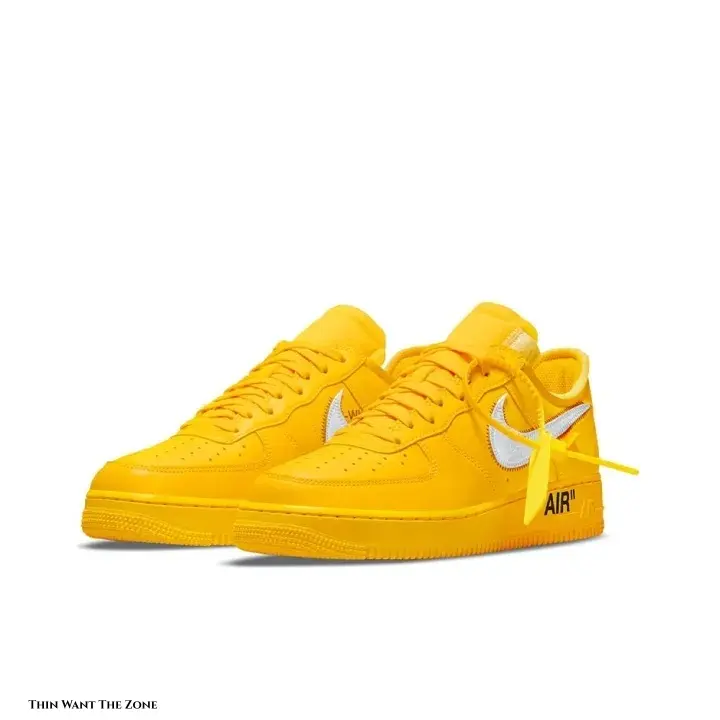 Unisex Low Top Casual Sneakers Bright Yellow Leather Lace-Up Shoes