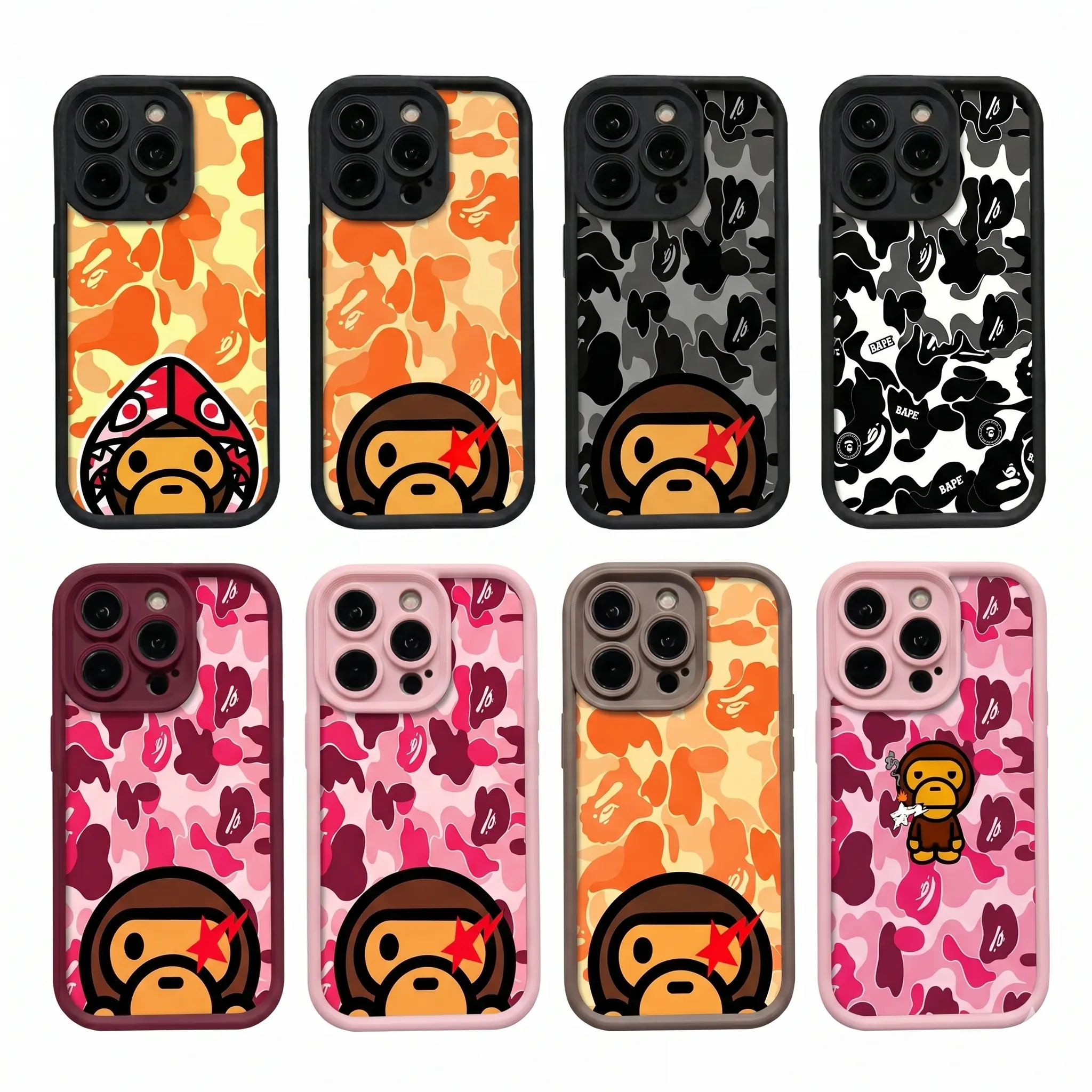 Bape Protective Camo Streetwear Phone CaseSuitable for iPhone 17/16/15/14/13/12/11 ProMax/Plus and Samsung Galaxy S23FE/22/23Impact Resistant Hard Case with ImpactDispersion Technology & Flexible Rubber LinerGlossy Finish UV Protected 2-Piece Design