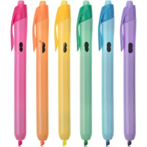 - Retractable Highlighters, 6 Pack, Bright Colors, Chisel Tip Highlighter Marker Set, Click Highlighter Markers for Classroom, Journaling, Study Supplies, No Bleed  Standard Pages