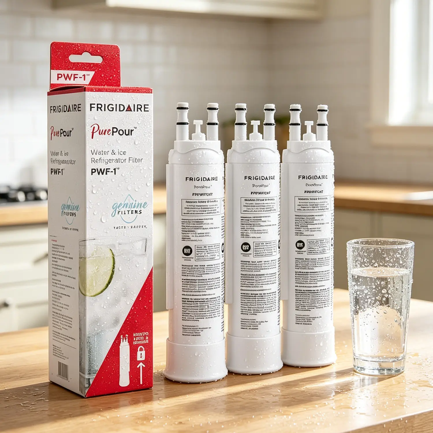 Frigidaire FPPWFU01 PurePour PWF-1 Refrigerator Water Filter, Replacement Cartridge Reduces 99% of Contaminants (Chlorine, Lead, Mercury), NSF/ANSI 42, 53 & 401 Certified, 6-Month Lifespan