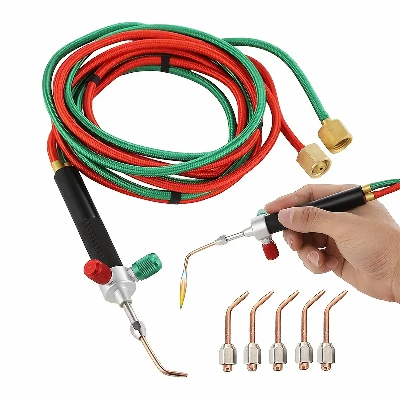Multi-Function Mini Welding Torch Kit with 5 Interchangeable Tips | Jewelry Making Tool for Golden Silver Copper, Creative Gifts for Christmas Halloween, Battery-Free Operation
