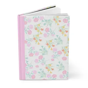 Flower Hardcover Journal with Pink Binding