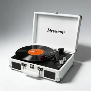 Myvision Vintage Suitcase Vinyl Record Player Bluetooth 3-Speed 7/10/12" Records with Stereo Speakers & RCA Line Out AUX in Headphone Jack for Home Decor &   cdplayer