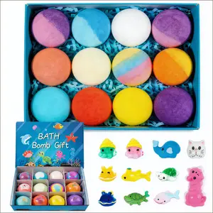 12-Pack Kids Bath Bombs with Surprise Toys Inside, Bubble Bath Gift Set for Boys & Girls, Easter Basket Stuffers, Fun Spring Bath Time, Gentle Skin Care
