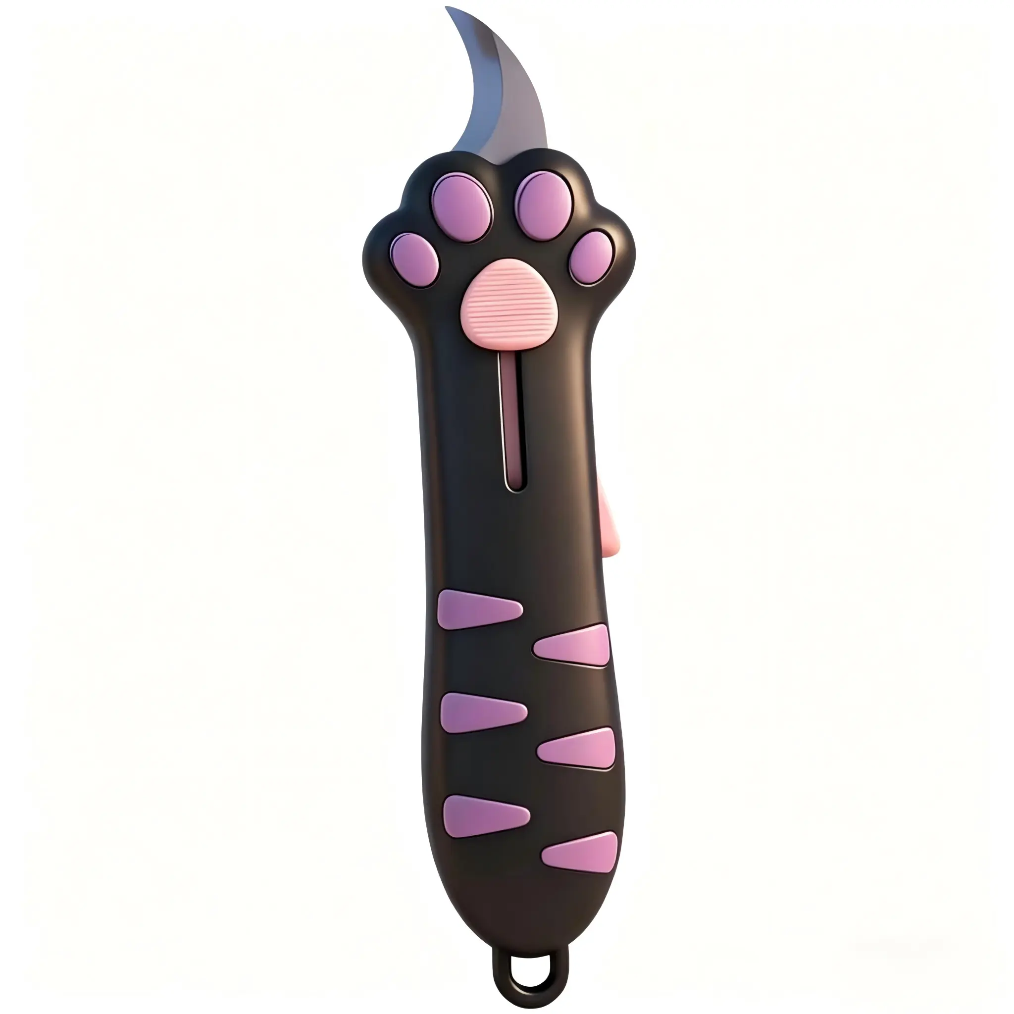 Kitchen & Home Office Cat Paw Print Pocket-Size Tool - Plastic Box Opener, Lightweight, 1-Button Sliding Design, Safe Lock, Hanging Package Opener
