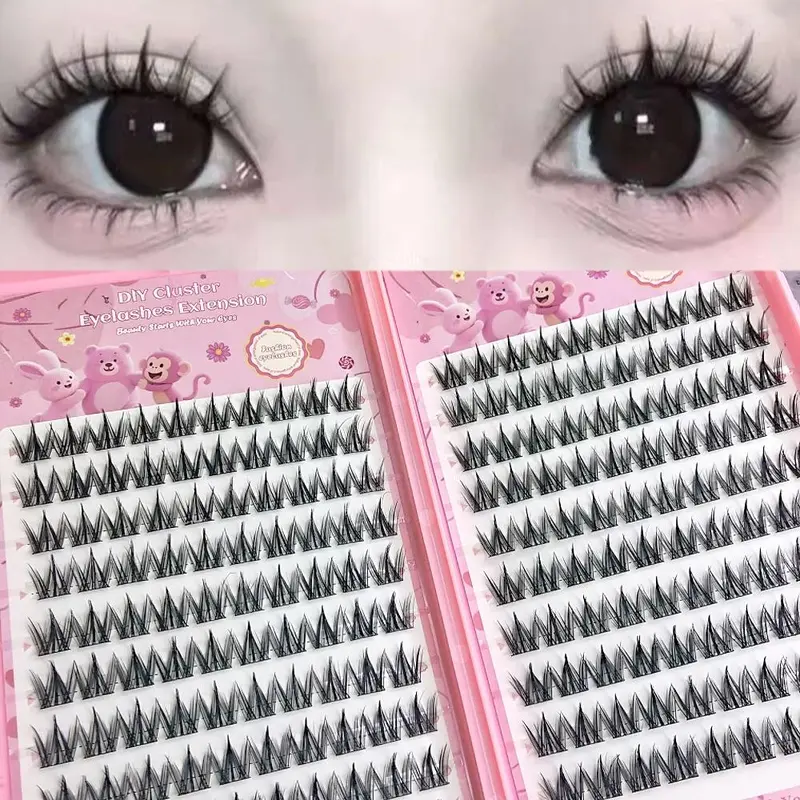 False eyelashes that can be directly adhered without glue - 200 clusters, natural and role-playing styles, C-shaped curls, natural and fluffy, glueless lashes clusters, DIY Eyelash Extensions, Diy Personal Lashes, No Glue Lash Clusters