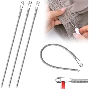 3 count Spring Drawstring Threader Tool Bendable Rope Threader Clip Multi-Purpose Hoodie String Threader Drawstrings Replacement Tool Hand Sewing, Spring Loop Threader for Sweatpants Shorts Jackets