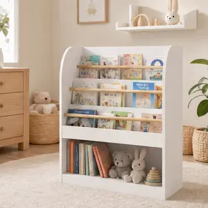 ARCH Kids Bookshelf with Open Storage, Front-Facing Children's Bookcase, Multi-Tier Wooden Book Display Shelf for Toddlers, Playroom, Bedroom, or Nursery - White, Engineered Wood, 11.81 W x 24.61 D x 29.92 H in, White Color Options